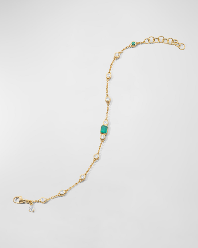 Monica Rich Kosann 18k Yellow Gold Diamond And Emerald Tennis Bracelet
