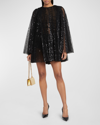 DOLCE & GABBANA PLEATED PAILLETTE TULLE MINI DRESS