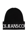 VERSACE JEANS COUTURE INTARSIA-LOGO RIBBED BEANIE