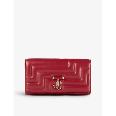 70%オフセールJIMMY CHOO AVENUE QUILTED NAPPA CHAIN WALLET AVENUE WALLET/CHAIN | Black Leather Wallet with Pearl Strap