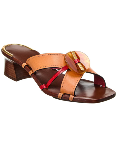 Tory Burch Artisanal Knot Leather Sandal In Brown