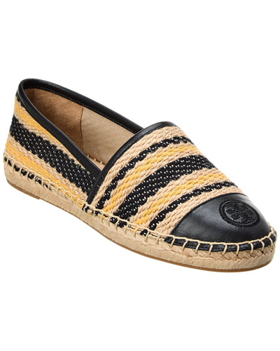 Tory Burch Colorblocked Jute & Leather Espadrille In Brown