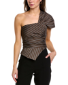 Tory Burch Striped One-shoulder Top In Grey