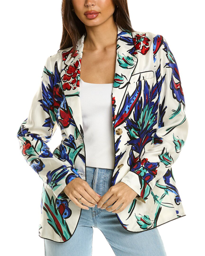 Tory Burch Silk Blazer In White