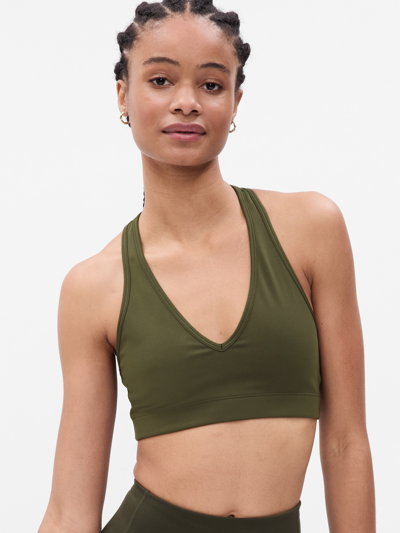 Gap Fit Recycled Power Low Impact Sports Bra In Mistletoe Green