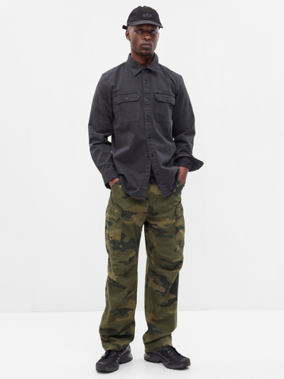 Gap Relaxed Utility Cargo Pants With Washwell In Green Camo