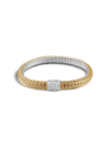 John Hardy 18k Yellow Gold And Silver Classic Chain Reversible Bracelet With Diamond Pave Clasp In Gold