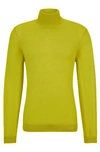 Hugo Boss Slim-fit Rollneck Sweater In Virgin Wool In Green