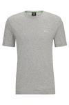 Hugo Boss Organic-cotton T-shirt With Curved Logo In Gray