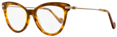Moncler Women's Eyeglasses Ml5018 053 Blonde Havana/bronze 53mm In Brown