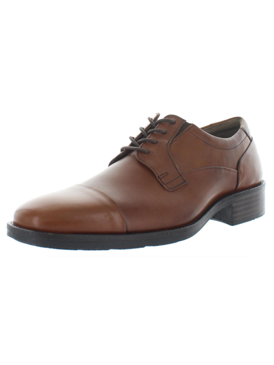 Johnston & Murphy Lancaster Mens Leather Square Toe Oxfords In Brown
