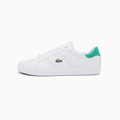 Lacoste Powercourt Burnished Leather Trainers 21g-wht Wht 11.5 In White