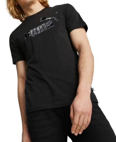 Puma Men's Ess Camo Graphic Cotton T-shirt In  Black