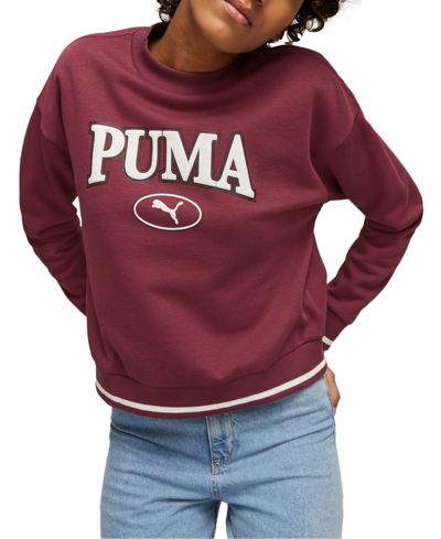 Puma Women's Squad Varsity Crewneck Sweatshirt In Dark Jasper