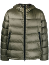 Peuterey Green Ripstop Nylon Down Jacket With Quilted Design In Green
