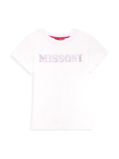 Missoni Little Girl's & Girl's Embellished Logo T-shirt In White Mix
