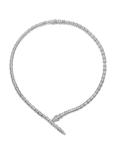 BVLGARI WOMEN'S SERPENTI VIPER 18K WHITE GOLD & DIAMOND NECKLACE