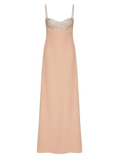 Valentino Women's Embroidered Cady Couture Evening Dress In Pink White