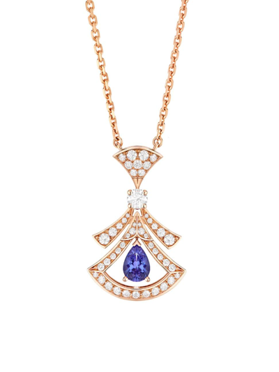 Bvlgari Women's Divissima 18k Rose Gold, 0.46 Tcw Diamond & Tanzanite Pendant Necklace