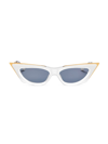 Valentino Logo-plaque Cat-eye Sunglasses In Wht-gld