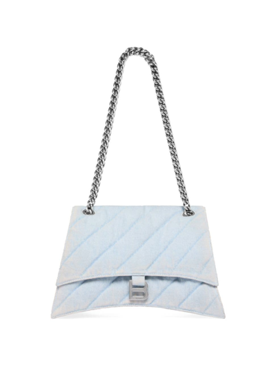 Balenciaga Medium Crush Quilted Cotton Chain Bag In Pale_blue