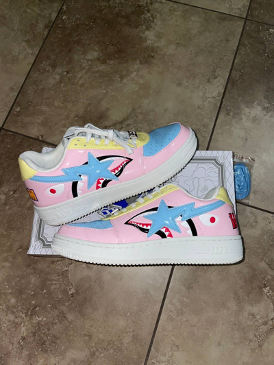 Pre-owned Bape A Bathing Ape  Sta Low M2 20th Anniversary Patent Pink Shoes