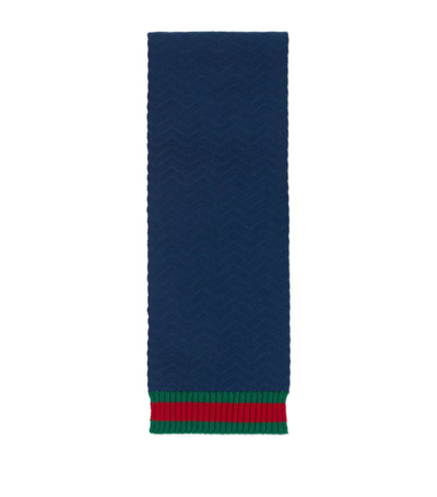 Gucci Kids' Wool Knit Scarf In Blue