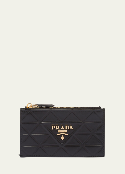 Prada Saffiano Triangolo Saffiano Wallet In F0632 Nero 1