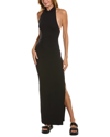 Chaser Mock Neck Open Back Maxi Dress With Side Slit In True Black