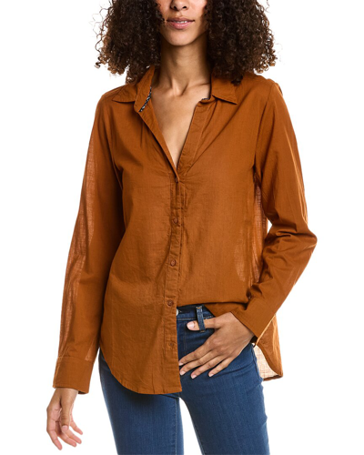 Michael Stars Joanna Button-down Shirt In Orange