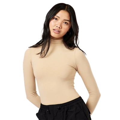 Cozi Womens  Mock Neck Bodysuit In Oat Milk