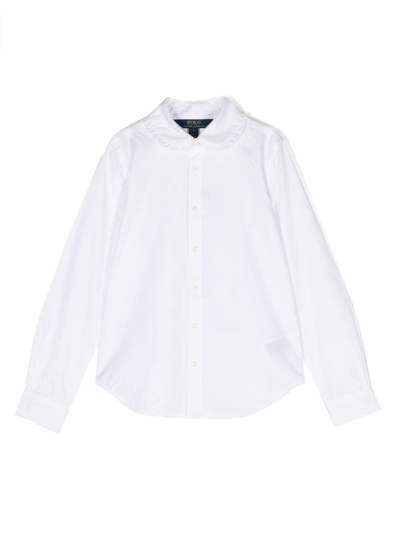 Ralph Lauren Kids' Ruffled-collar Cotton Shirt In White