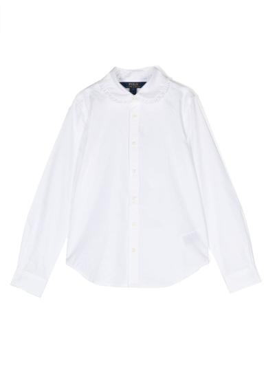 Polo Ralph Lauren Kids' Ruffled-collar Cotton Shirt In White