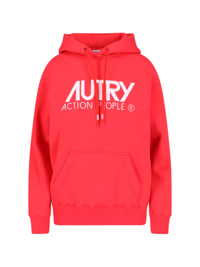 Autry Logo Hoodie In Red