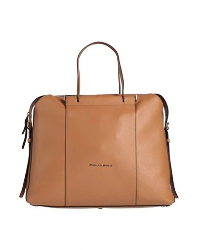Piquadro Woman Shoulder Bag Camel Size - Soft Leather In Beige