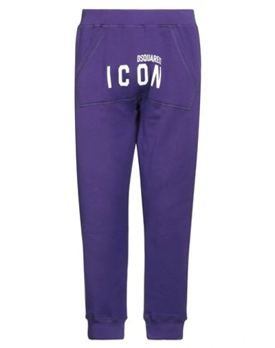 Dsquared2 Man Pants Purple Size Xxl Cotton, Elastane In Purple