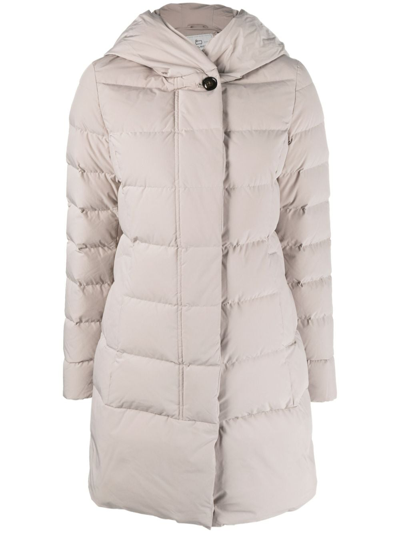 Woolrich Padded Hooded Coat In Grey