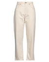 Pence Woman Denim Pants Ivory Size 27 Cotton In White