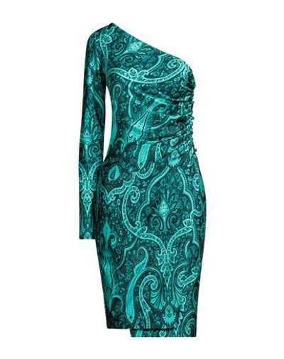 Etro Woman Midi Dress Deep Jade Size 8 Polyamide, Elastane In Blue