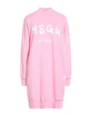 Msgm Woman Short Dress Pink Size Xs Cotton