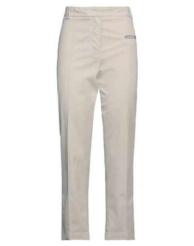 Fabiana Filippi Woman Pants Light Grey Size 6 Cotton, Elastane, Ecobrass