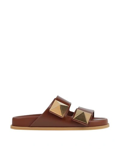 Valentino Garavani Woman Sandals Brown Size 8.5 Soft Leather