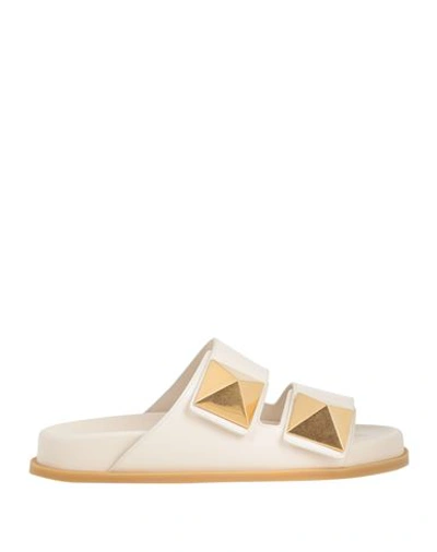 Valentino Garavani Woman Sandals Ivory Size 10 Soft Leather In White