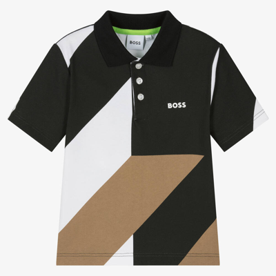 Hugo Boss Kids' Boss Boys Black Cotton Polo Shirt