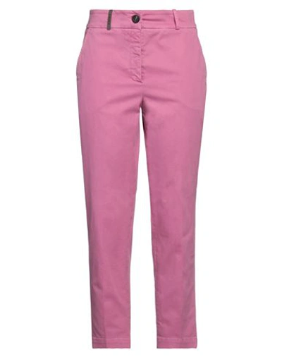 Peserico Woman Pants Magenta Size 6 Cotton, Elastane In Pink