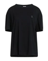 Brunello Cucinelli Woman T-shirt Black Size M Cotton, Acetate, Silk