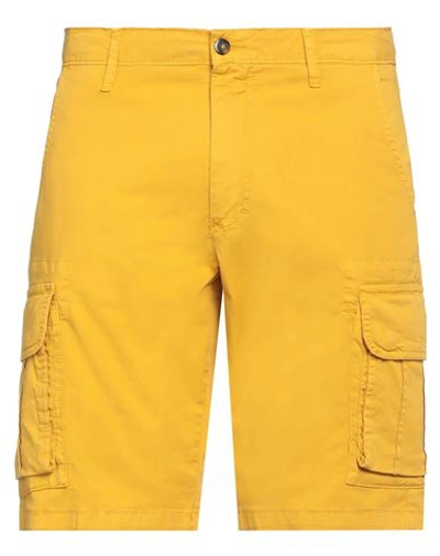 Squad² Man Shorts & Bermuda Shorts Ocher Size 34 Cotton, Elastane In Yellow