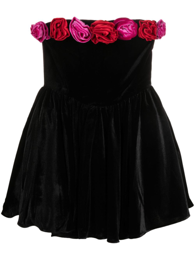 The New Arrivals Ilkyaz Ozel Apiaf Floral-applique Dress In Black