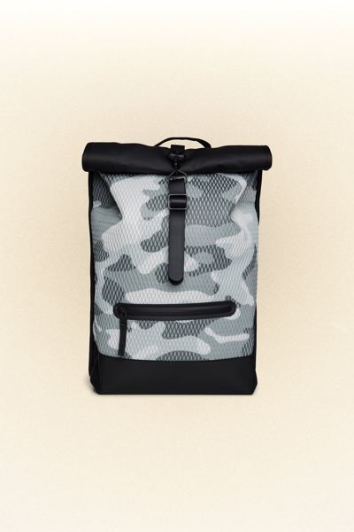 Rains Rolltop Rucksack Mesh Mini Backpack In Camo