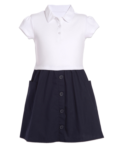 Nautica Big Girls 2 Tone Interlock Dress In Navy